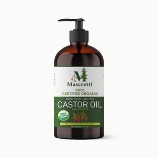 Mascretti Haitian Black Castor Oil 100% Organic Boost Hair for Thicker, Fuller Hair, Lashes & Eyebrows Lwil MASKRETI (16 oz)