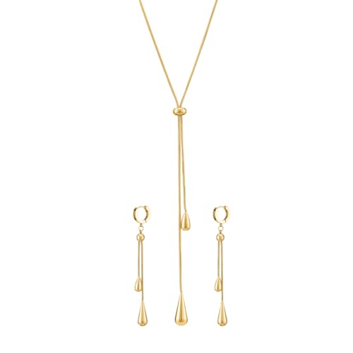 Palmonas Dangling Teardrop Necklace & Earring Jewellery Set For Women | Gift For Women & Girls