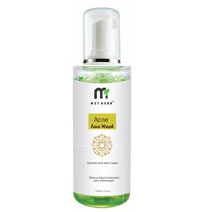 Met Herb Acne Face Wash Aloe Vera, Lemon & Turmeric | For Oily Skin, Pimples, Acne Prone, Flawless & Glowing Skin | For Men & W
