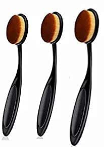 First Beauty Oval Makeup Brush Set Upgraded 3Pcs Fast Flawless Application Toothbrush Foundation Concealer Blusher Liquid Cream 