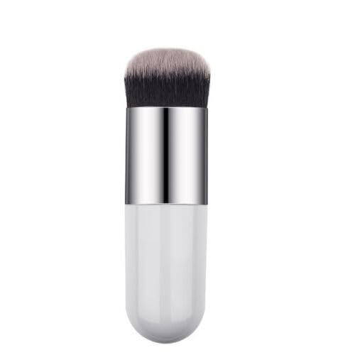 Carapace Foundation Brush | Loose Powder Brush | Ladies Makeup Tools Blush Highlighter Brush (White Silver)