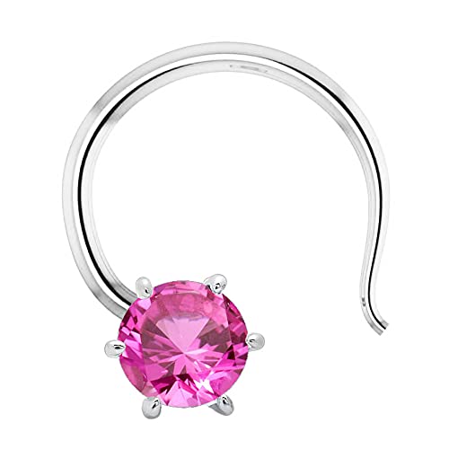 Parnika (Formerly Mj Solitaire Cz Small Size Piercing Silver Nose Pin In Pure 92.5 Sterling Silver For Girls/Women (Ruby)