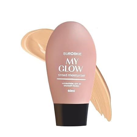 Suroskie My Glow AllInOne Tinted Sunscreen Spf 30 Moisturizer 60 Ml Medium Shade | Natural Glowy Finish | Intense Hydration & 