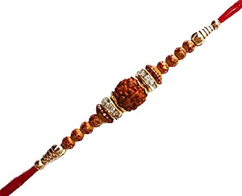 Avanti Creations Multicolour Fabric Rudraksh Rakhi For Brother With Roli Chawal (Set Of 12 Rakhis)