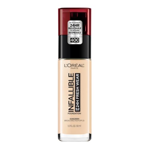 LOreal Paris Makeup Infallible Up to 24 Hour Fresh Wear Lightweight Foundation, Pearl, 1 Fl Oz.