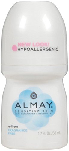 Almay Anti-Perspirant & Deodorant, Sensitive Skin, Roll-On, Fragrance Free, 1.7 Fl Oz (Pack of 6)