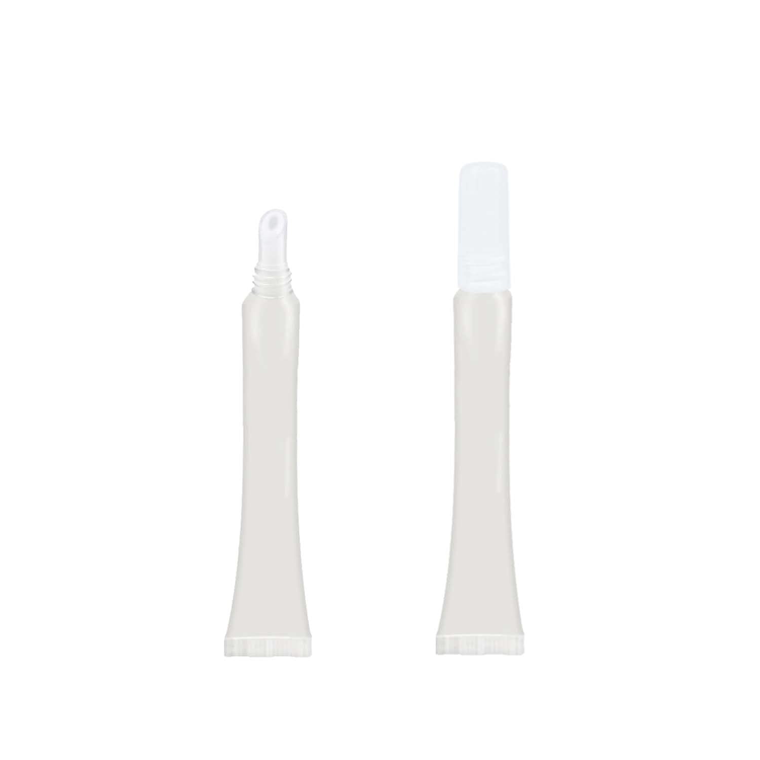 50 PCS Empty long slim 15ml squeeze lip gloss tube lip oil soft tubes with Syringes (white lid)