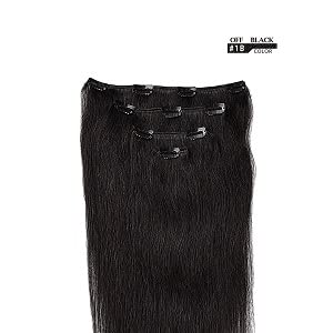 22 '' Hair Extensions Clip in Human Hair for Women - Silky Straight Remy Real Long Human Hair Clip on 90grams 4pieces #1B Color
