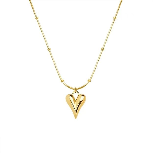 Meenaz Pendant Necklace Chain For Women Girls Love Anti Tarnish Stainless Steel Gold Stylish Neck Chain | Heart Locket | Modern 