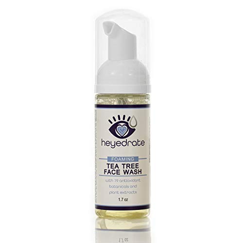 Heyedrate Foaming Tea Tree Face Wash and Eyelid Cleanser for Women - Made With Organic Ingredients & Aloe Vera (1.7 Ounces) (Pac