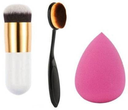 Datnasayad Foundation Brush, Oval Foundation Brush And Sponge Puff (3 Items In The Set)
