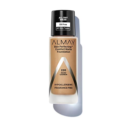 Almay Skin Perfecting comfort Matte Foundation, Hypoallergenic, cruelty Free, FragranceFree, Dermatologist Tested Liquid Makeu