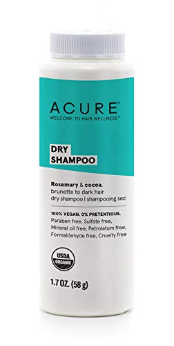 Acure Dry Shampoo - Brunette To Dark Hair | 100% Vegan | Certified Organic | Performance Driven Hair Care | Cocoa & Rosemary - A