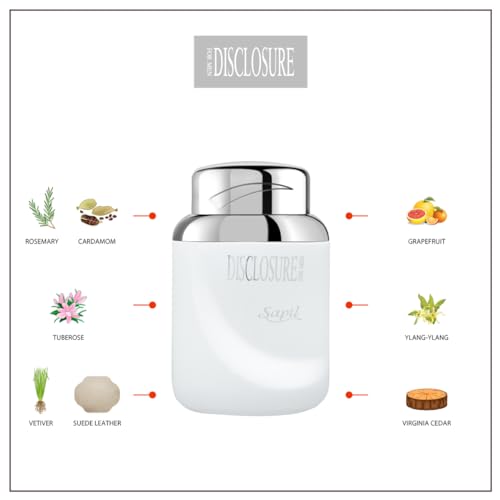 Sapil Perfumes Disclosure White    - Long-Lasting, Enticing Scent For Every Day From Dubai - Woody Aromatic Scent - Edt Spray Fr
