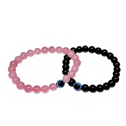 Astrotalk Couple Love Attraction & Evil Eye Bracelet Combo | Rose Quartz Bracelet for Love & Evil Eye Bracelet for Protection | 