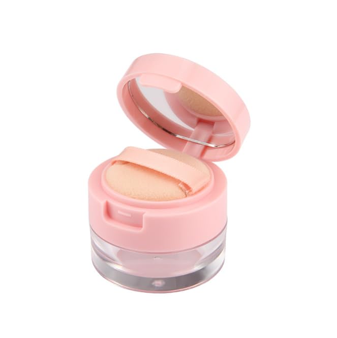 Duehut 1Pcs Plastic Loose Powder Jar Makeup Powder Case Capacity 5g Leakfree Reusable Plastic Powder Box Circular Convenient Fl