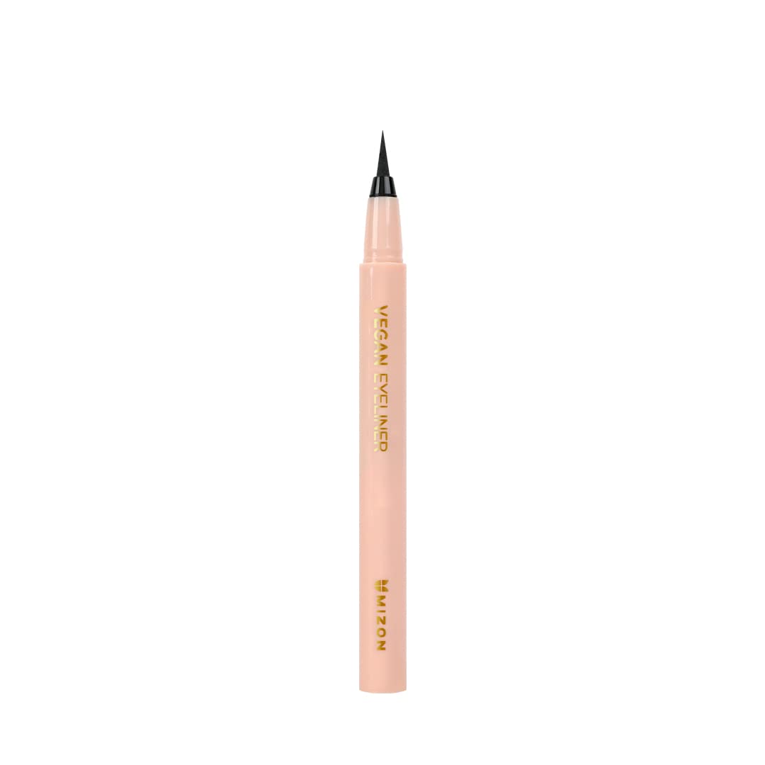 Mizon Liquid Vegan Eyeliner, Black, Long-Lasting, Waterproof, Smudge Proof, Sharp Tip, Quick Dry, Easy Cleansing (0.02 Fl Oz)