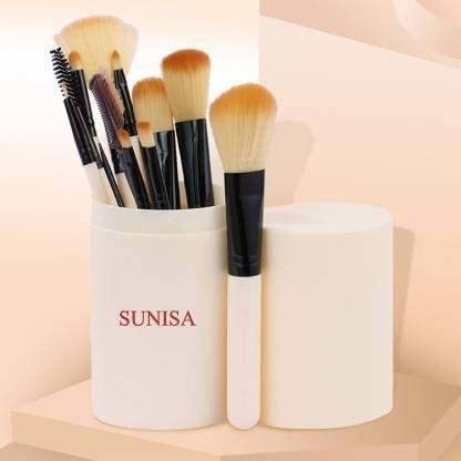 Sunisa White Soft Synthetic Bristle Makeup Brushes Set Of 12 With Storage Case  (Pack Of 13)