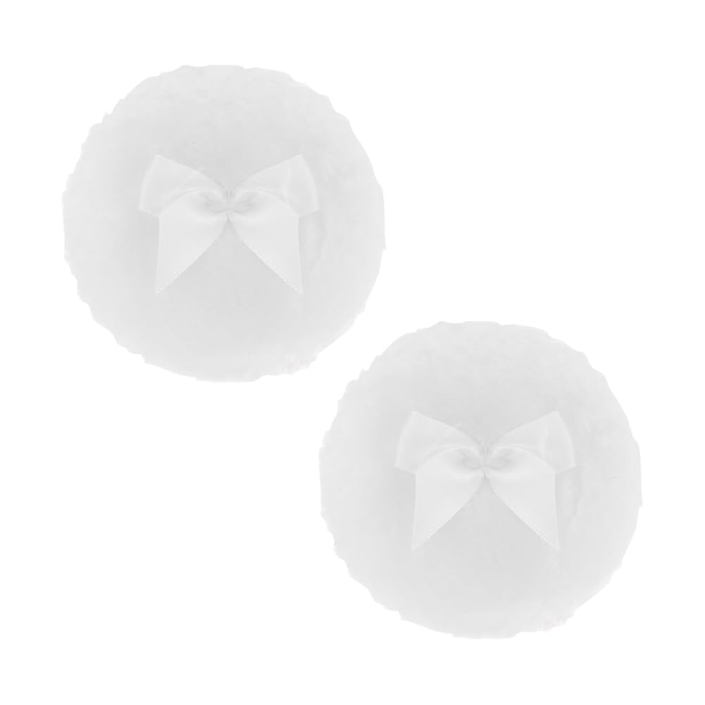 2 Pcs 4 Inch Large Fluffy Powder Puffs Ultra Soft Velour Powder Puffs Face Body Powder Puff Reusable Loose Powder Puff Washable 