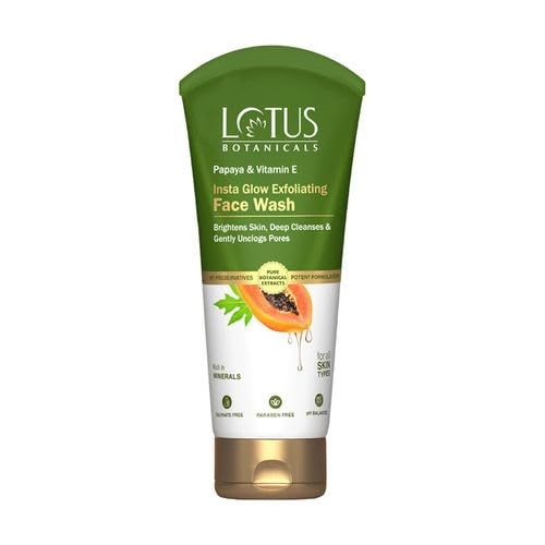 Lotus Botanicals Papaya & Vitamin E Insta Glow Exfoliating Face Wash | Brightens Skin | Deep Cleanses & Gently Unclogs Pores | R