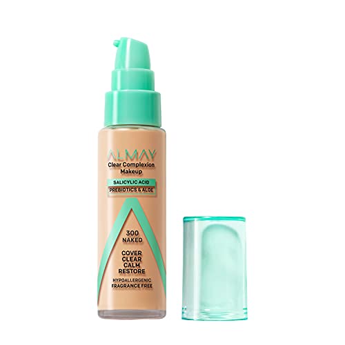 Almay Clear Complexion Acne Foundation Makeup with Salicylic Acid  Lightweight, Medium Coverage, Hypoallergenic, FragranceFree