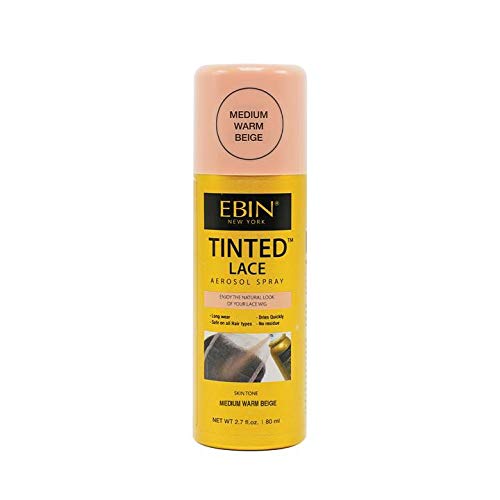 Ebin New York Tinted Lace Spray - Medium Warm Beige 2.7Oz/ 80Ml, Quick Dry, Water Resistant, No Residue, High Pigmentation, Even