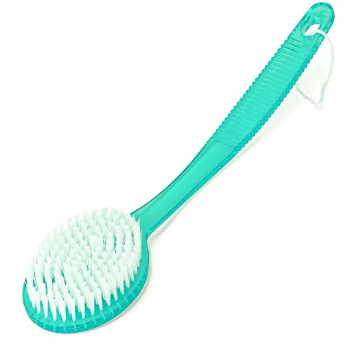 DecorRack Bath Brush with Bristles, Long Handle for Exfoliating Back, Body, and Feet, Bath and Shower Scrubber, Blue (1 Pack)