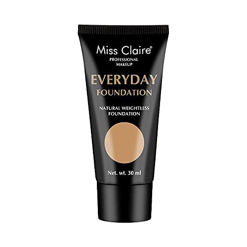 Miss Claire Professional Makeup Everyday Full, Acne Prone Foundation Natural Weightless, 30Ml Cream (Mt03 Caramel)