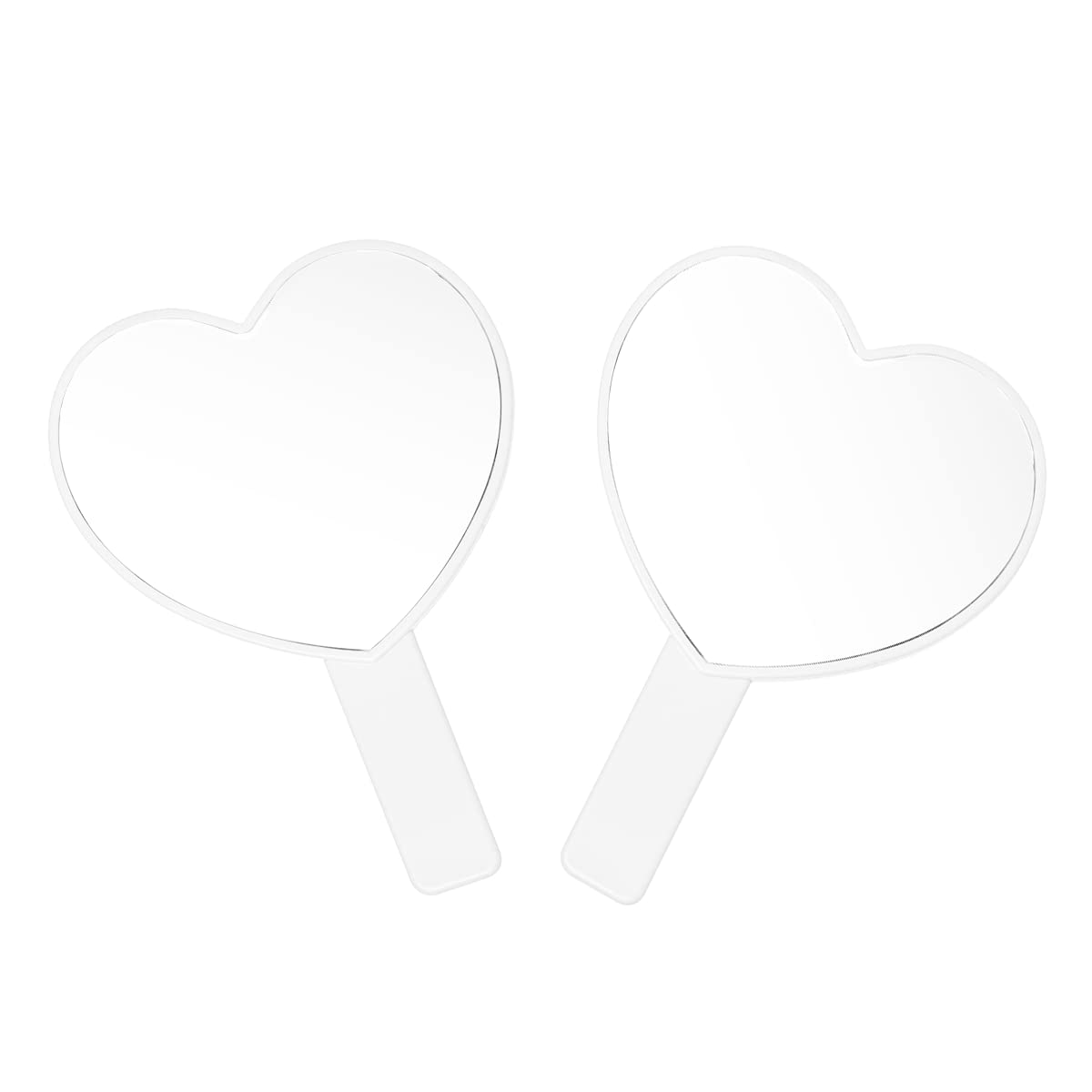TOPYHL 2PCS Heart-Shaped Makeup Hand Mirror,Travel Handheld Mirror Portable Personal Cosmetic Mirror with Handle (White)