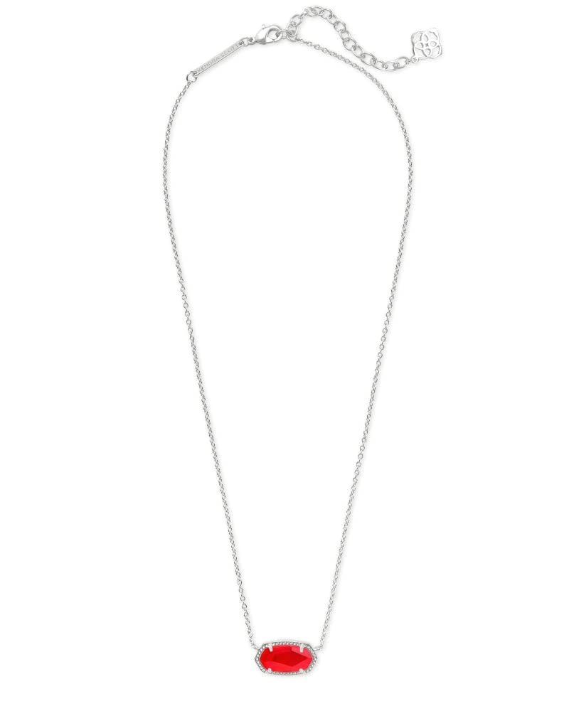 Kendra Scott Elisa Pendant Necklace for Women, Fashion Jewelry, Rhodium-Plated, Red Illusion