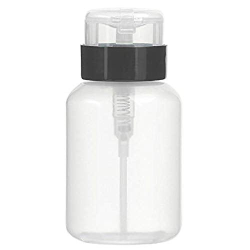 Lassum 200Ml (7 Oz) Push Down Empty Pump Dispenser For Nail Polish Remover Liquid Bottle, Black And Clear
