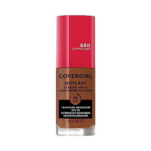 Covergirl Outlast Extreme Wear 3-In-1 Full Coverage Liquid Foundation, Spf 18 Sunscreen, Cappuccino, 1 Fl. Oz.