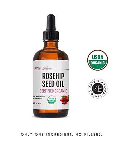 Kate Blanc Cosmetics Rosehip Oil For Face & Skin. Rosehip Seed Face Oil For Facial & Gua Sha Massage (4Oz, Organic, Pure, Cold P