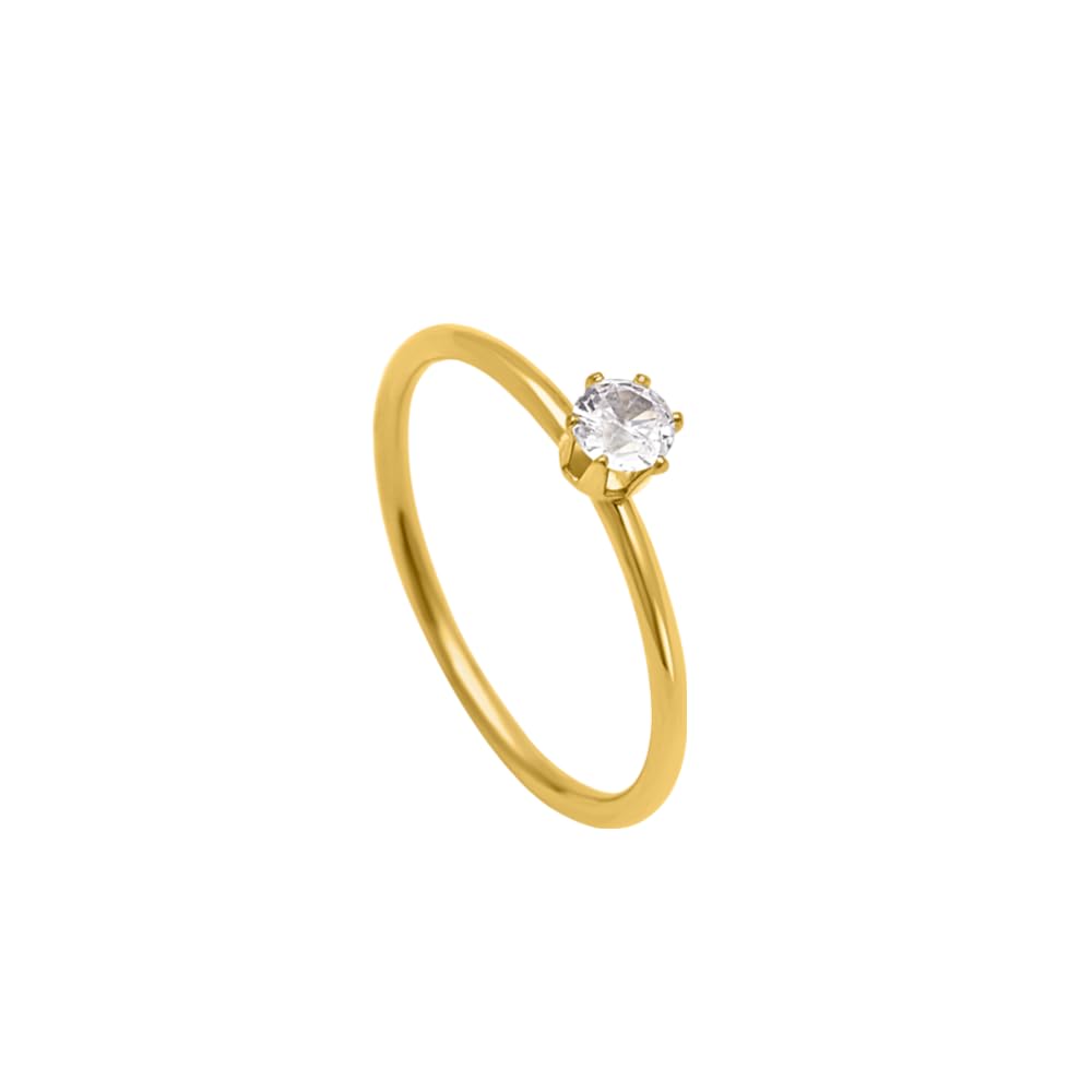 Palmonas Mini Solitaire Ring For Women (Size7)  Gift For Girls & Women, 18K Gold Plated Rings