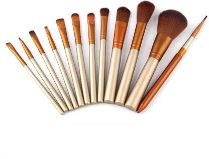 Sunisa 12 Pcs New Brown Soft Bristles Makeup Brushes Set  (Pack Of 12)