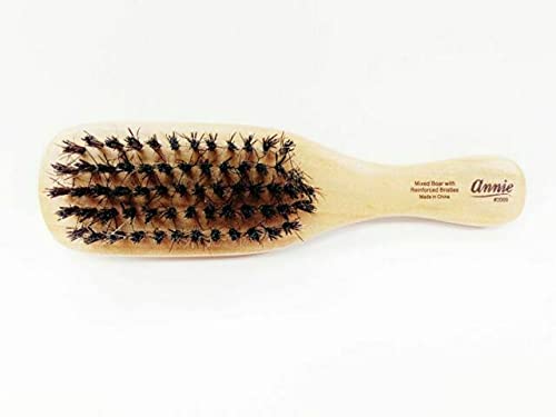 Annie - Mini Wave Brush Bulk - (24) Count - (100%) Boar Reinforced Bristles - Polished Wooden Handle - Best for Thick Hair