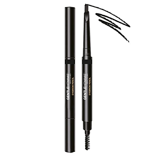 Gentlehomme Mens Eyebrow Pencil Black, Easily Shape Define Fill Eyebrows And Beard, 2 In 1 Brush And Ultra-Thin Pencil, Waterpro