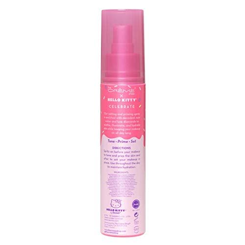 The Crème Shop Hello Kitty Priming & Setting Spray - Rose Water & Diamond, 3.52 oz, Hydrating Facial Mist for Makeup