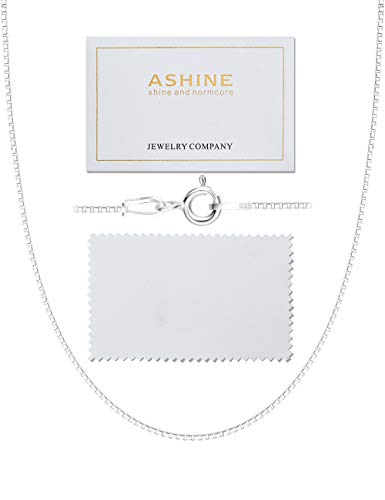 ASHINE Silver Chain Necklace for Women Sterling Silver Chain Sterling Silver Necklace Valentine (0.8mm Box Chain Spring Ring Cla