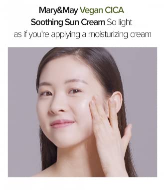 Mary&May Cica Soothing Sun Cream Spf50+ Pa++++ 50Ml, Korean Sunscreen Face, No Sticky, No Streak, No White Cast, Sun Block, Cica