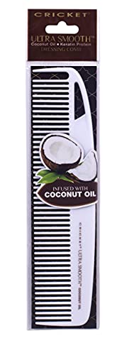 Cricket Ultra Smooth Coconut Dressing Comb For Hair Cutting And Styling, Anti-Frizz Hair Comb With Coconut Oil And Keratin Prote