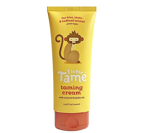 T is for Tame Hair Taming Cream for Kids, 3.38 Fl Oz, All-Natural Coconut & Jojoba, Frizz Control, Safe for Babies & Toddlers, Non