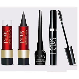 Lotus MakeUp Combo (Natural Kajal(4G)+Opnce Eye Liner (4G) & Botanical Masacara (4G)) (3 Items In The Set)