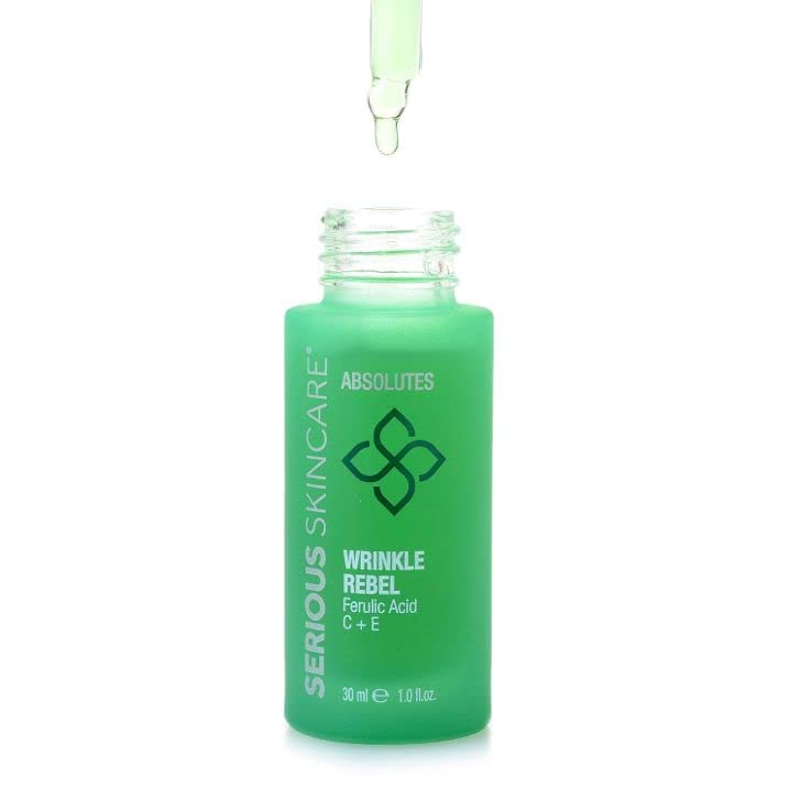 Serious Skincare Absolutes Wrinkle Rebel Anti-Aging Facial Serum - Vitamins C + E - Bakuchiol Extract - Stimulate Collagen & Ela