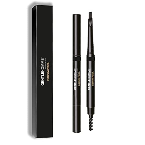 Gentlehomme Mens Eyebrow Pencil Black, Easily Shape Define Fill Eyebrows And Beard, 2 In 1 Brush And Ultra-Thin Pencil, Waterpro