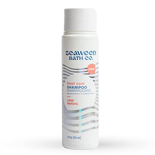 Seaweed Bath Co. Heat Care Shampoo, Lime Papaya Scent, 12 Ounce, Sustainably Harvested Seaweed, Sea Buckthorn, Kakadu Plum, For