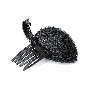 Hair Bump Cushion with Clips, Black Sponge Bun Styling Comb Set