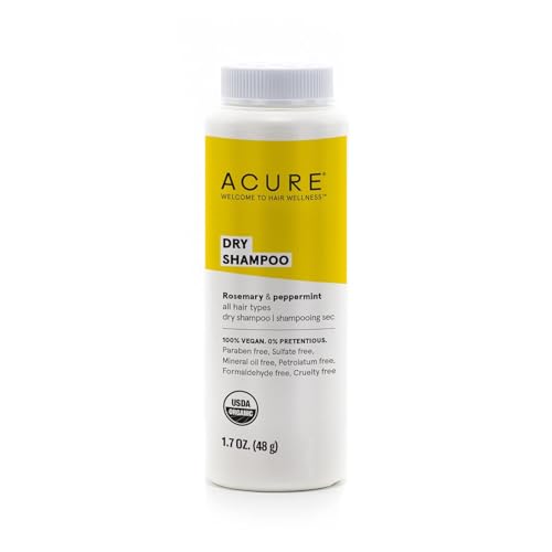 Acure Dry Shampoo - All Hair Types | 100% Vegan | Certified Organic | Rosemary & Peppermint - Absorbs Oil & Removes Impurities W