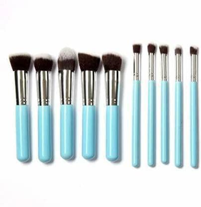 Sunisa 10 Pcs Blue Soft Bristles Makeup Brushes Set For Makeup  (Pack Of 10)