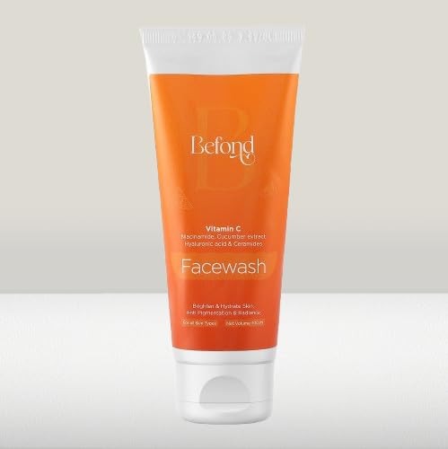 Befond Vitamin C Face Wash For Glowing Skin With Niacinamide, Hyaluronic Acid, Cucumber & Ceramides | Sulphate Free | NonDrying